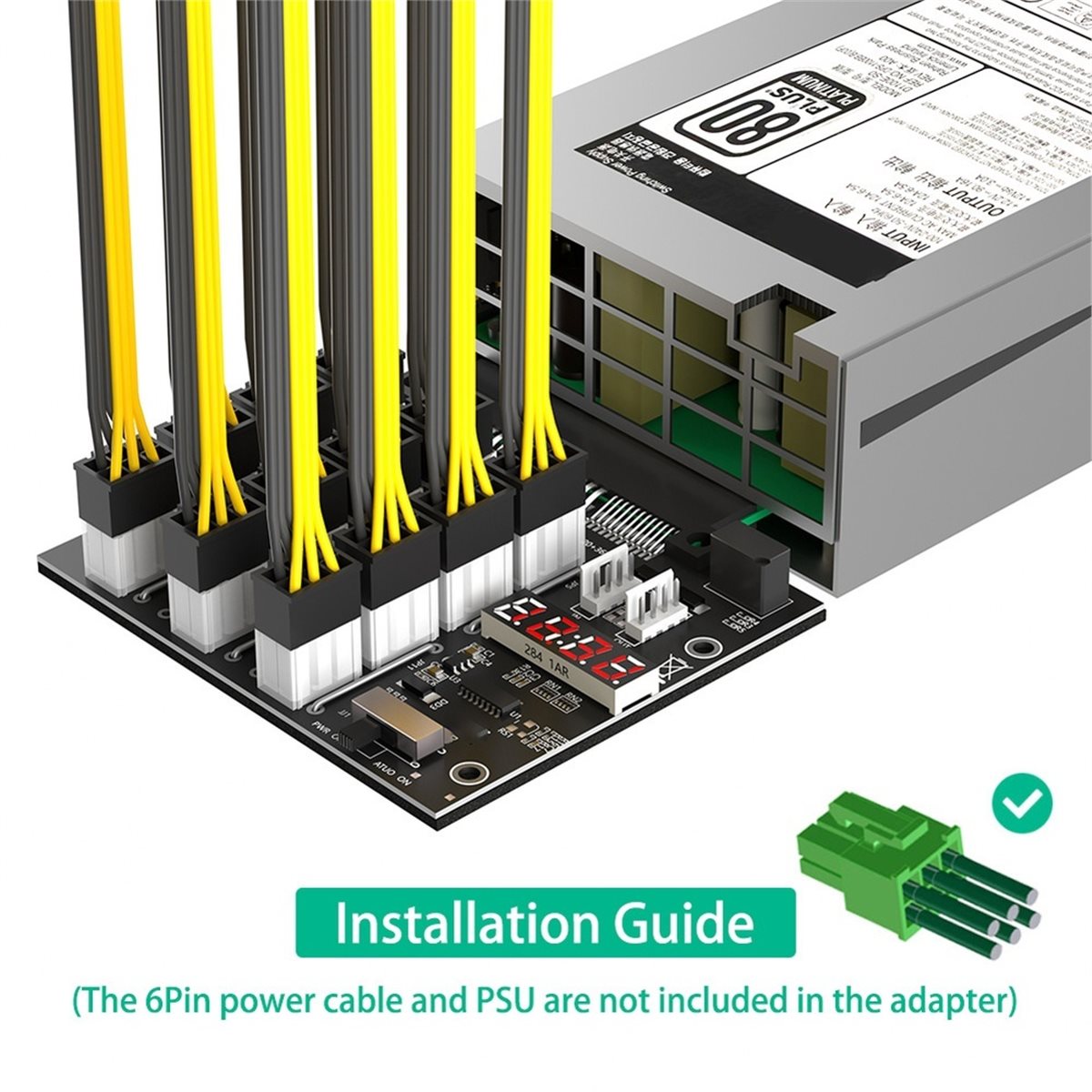 2400W Server Psu Breakout Board - 12ポート PCIe 6ピン コネクタ ブレークアウトボード同期機能、1100W 2000W