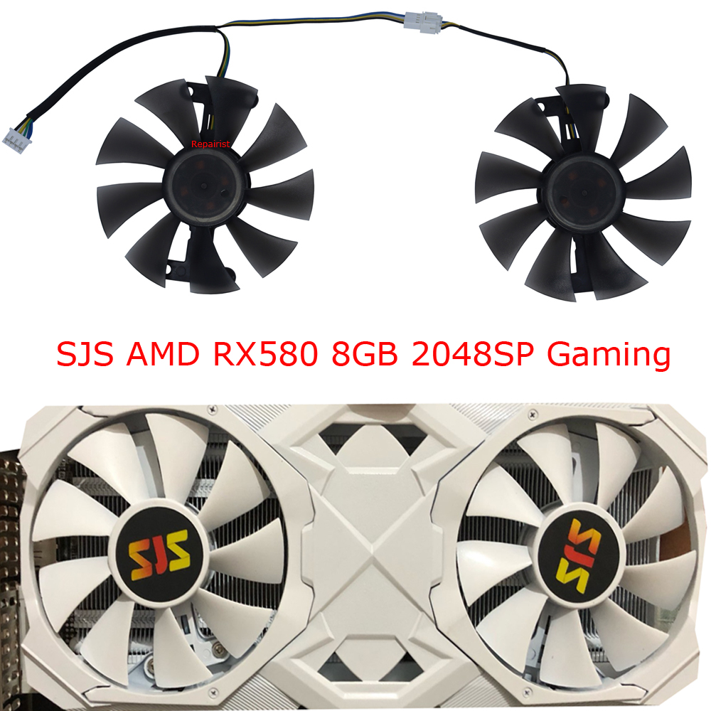 Rx 580 8Gb 2048Sp Gpu - ビデオカードファン,ga91s2h,fl8015 12vbの代替品,2ピース/セット,gpuのクーラー,SJS SE JI SHI RX580