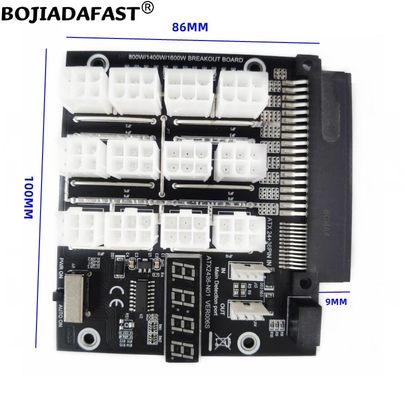 12 * PCI-E 6ピンコネクタブレイクアウトボード同期 - 2400W Server Psu Breakout Board のレビューと価格